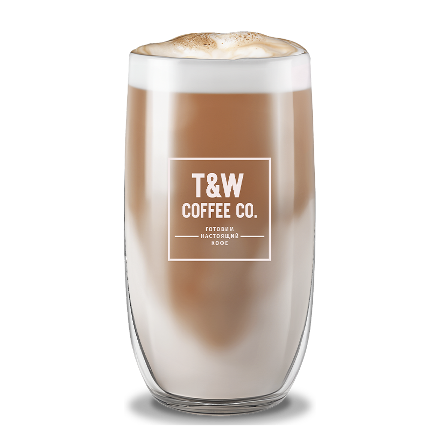 Латте в фирменном стакане T&W Coffee Co.